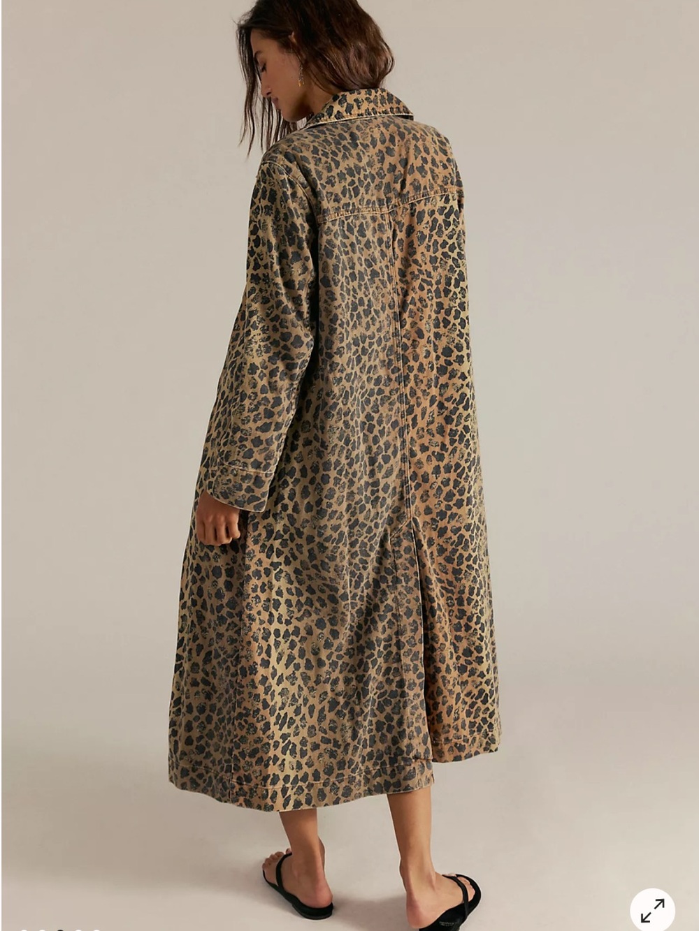 Free People Leopard Print Long Robe in Tan and Black - Picture 2 of 3